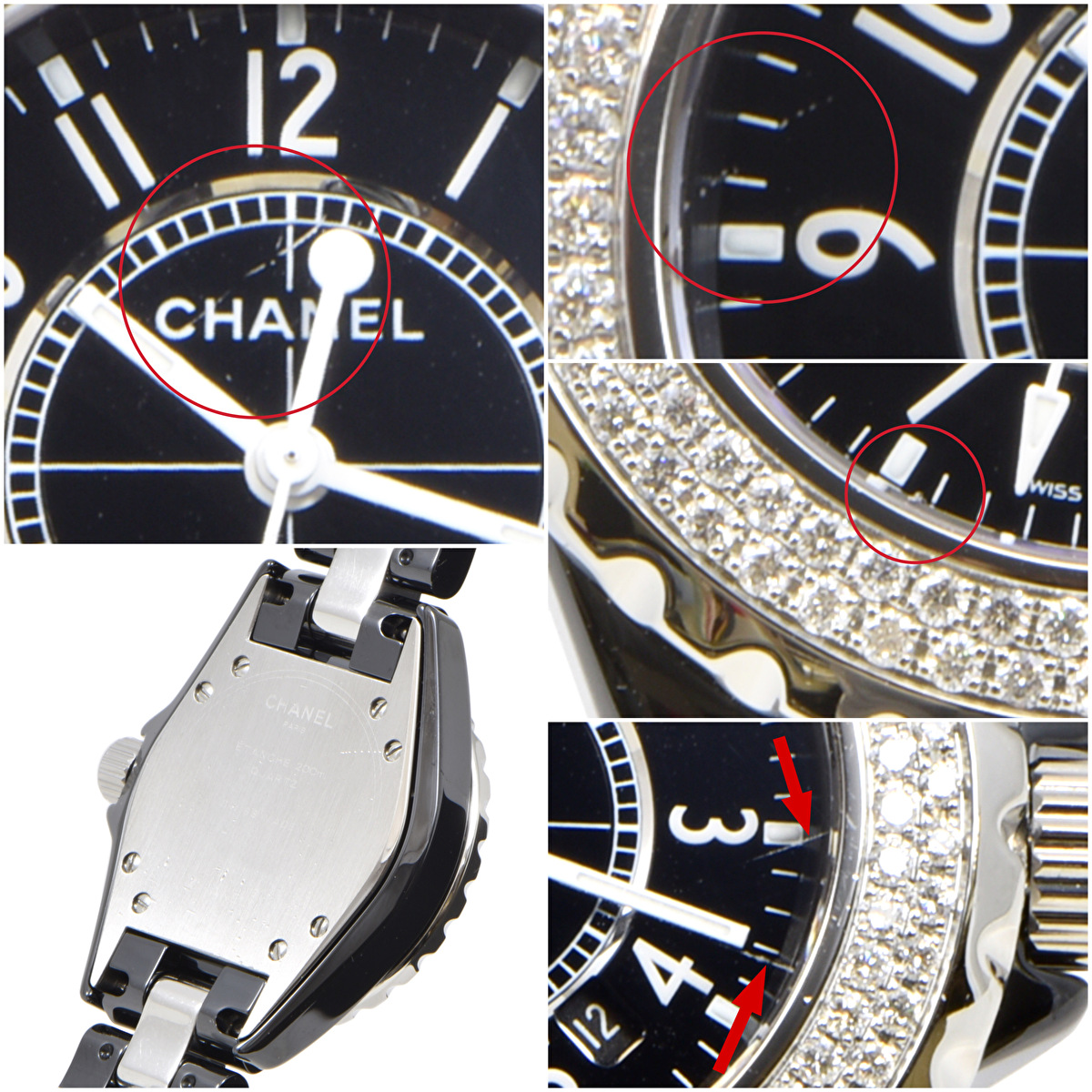 中古 シャネル J12 ブラックセラミック ダイヤ巻き ブレス