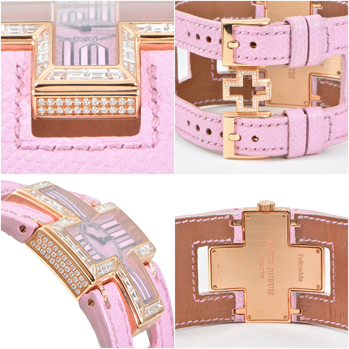 中古 ロジェデュブイ フォローミー バゲットダイヤ巻き ローズ