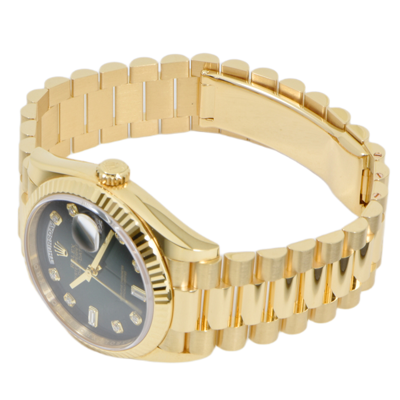 ROLEX 時計 ゴールド グリーン 付属品あり 中古 ロレックス デイデイト36 イエローゴールド グリーン
