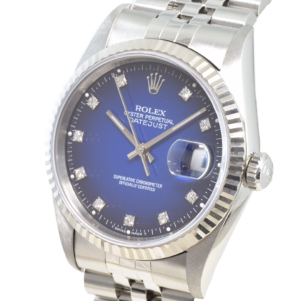 ROLEXデイトジャスト10Pダイヤ ブルーグラデーション（上品で